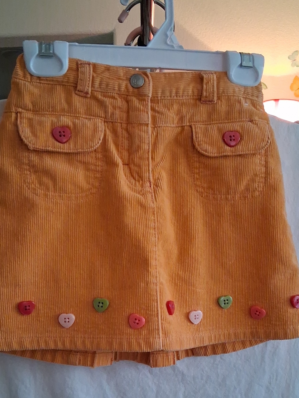 Gymboree Cute Orange Corduroy Mini Skirt with Heart Buttons🍁🍃100%Cotton